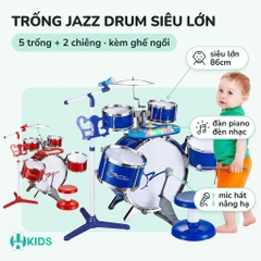 Bộ trống đồ chơi Jazz Drum cho bé cỡ siêu lớn loại cao cấp có phím piano kèm ghế ngồi và mic hát