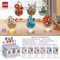 Bộ Xếp Hình Cốc Hoa Phát Sáng Khay 6 Hộp – Lắp Ráp Chậu Hoa Mini Có Đèn