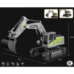 Xe Máy Xúc Điều Khiển Từ Xa Huina 1593 Gầu Kim Loại 22 Kênh