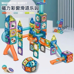 Bộ Xếp Hình Nam Châm Magnetic Tiles Đường Ống Bi 73 Chi Tiết