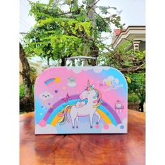 Bộ Đồ Chơi Tiệc Trà Bánh Ngọt Unicorn Vali Ấm Chén Cho Bé