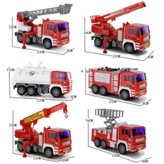 Bộ 6 Xe Cứu Hỏa Đồ Chơi Quán Tính Cỡ Lớn – Xe Thang, Xe Cẩu, Xe Phun Nước