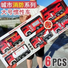 Bộ 6 Xe Cứu Hỏa Đồ Chơi Quán Tính Cỡ Lớn – Xe Thang, Xe Cẩu, Xe Phun Nước