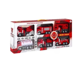 Bộ 6 Xe Cứu Hỏa Đồ Chơi Quán Tính Cỡ Lớn – Xe Thang, Xe Cẩu, Xe Phun Nước