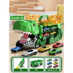 Khủng Long Nuốt Xe Cầu Trượt 2in1 Cho Bé – Tặng Kèm 6 Xe Con