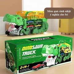 Khủng Long Nuốt Xe Cầu Trượt 2in1 Cho Bé – Tặng Kèm 6 Xe Con