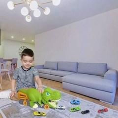 Khủng Long Nuốt Xe Cầu Trượt 2in1 Cho Bé – Tặng Kèm 6 Xe Con
