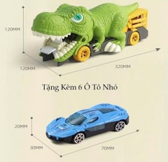 Khủng Long Nuốt Xe Cầu Trượt 2in1 Cho Bé – Tặng Kèm 6 Xe Con