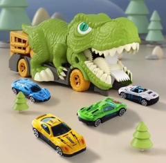 Khủng Long Nuốt Xe Cầu Trượt 2in1 Cho Bé – Tặng Kèm 6 Xe Con