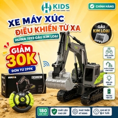 Xe Máy Xúc Điều Khiển Từ Xa Huina 1593 Gầu Kim Loại 22 Kênh