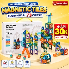 Bộ Xếp Hình Nam Châm Magnetic Tiles Đường Ống Bi 73 Chi Tiết