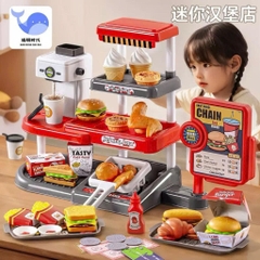 Quầy tính tiền đồ ăn nhanh cho bé 71 chi tiết – bộ đồ chơi bán hàng hamburger khoai tây chiên siêu thật