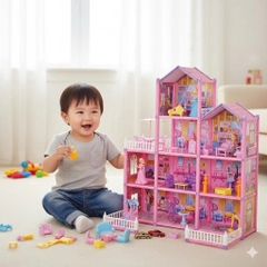Biệt Thự Búp Bê 194 Chi Tiết Cỡ Lớn Kèm Nội Thất