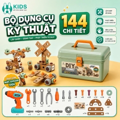 Bộ Dụng Cụ Kỹ Thuật DIY Cho Bé 135–144 Chi Tiết Lắp Ráp Sáng Tạo