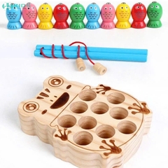 Bộ Đồ Chơi Câu Cá Nam Châm Bằng Gỗ Khay Hình Ếch Cho Bé