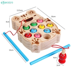 Bộ Đồ Chơi Câu Cá Nam Châm Bằng Gỗ Khay Hình Ếch Cho Bé