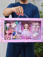 Set Búp Bê Công Chúa Kèm Xe Kem Và Phụ Kiện Cho Bé