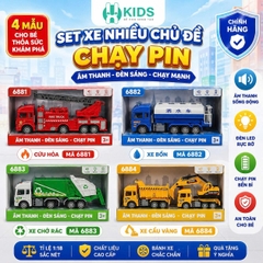 Set Xe Công Trình Nhiều Chủ Đề Chạy Pin Cho Bé – Cứu Hỏa, Xe Bồn, Xe Rác, Xe Cẩu
