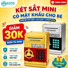Két Sắt Mini Đựng Tiền Cho Bé Có Mật Khẩu – Màu Vàng, Bạc