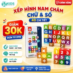 Xếp Hình Nam Châm Chữ Và Số 40 Chi Tiết Hộp Thiếc Cho Bé