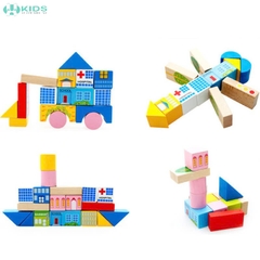 Bộ Xếp Hình Gỗ Thành Phố Giao Thông 62 Chi Tiết Cho Bé