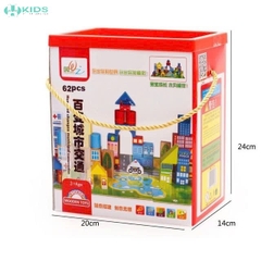 Bộ Xếp Hình Gỗ Thành Phố Giao Thông 62 Chi Tiết Cho Bé