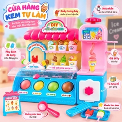 Máy Làm Kem DIY Cho Bé Kèm Đất Nặn Và Phụ Kiện Cửa Hàng Kem