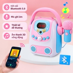 Máy Karaoke Đồ Chơi Cho Bé Kèm Micro, Loa Nghe Bluetooth 5.0 Có Ghi Âm