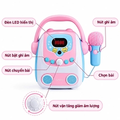 Máy Karaoke Đồ Chơi Cho Bé Kèm Micro, Loa Nghe Bluetooth 5.0 Có Ghi Âm