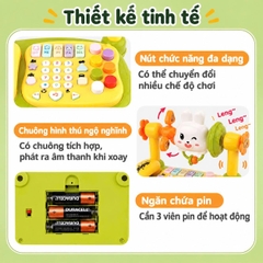 Điện Thoại Thỏ Để Bàn, Đồ Chơi Đa Năng Có Đàn Piano Đèn Nhạc Cho Bé