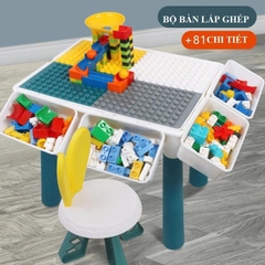 Bộ Bàn Ghế Lắp Ghép Đa Năng Kèm 81 Chi Tiết Cho Bé