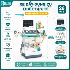 Xe Đẩy Bác Sĩ Đồ Chơi 26 Chi Tiết Size Đại Có Máy Đo Huyết Áp Cho Bé
