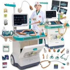 Xe Đẩy Bác Sĩ Đồ Chơi 26 Chi Tiết Size Đại Có Máy Đo Huyết Áp Cho Bé