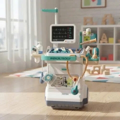 Xe Đẩy Bác Sĩ Đồ Chơi 26 Chi Tiết Size Đại Có Máy Đo Huyết Áp Cho Bé