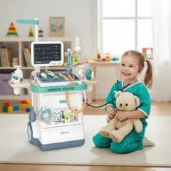 Xe Đẩy Bác Sĩ Đồ Chơi 26 Chi Tiết Size Đại Có Máy Đo Huyết Áp Cho Bé