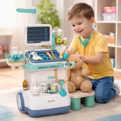 Xe Đẩy Bác Sĩ Đồ Chơi 26 Chi Tiết Size Đại Có Máy Đo Huyết Áp Cho Bé