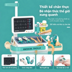 Xe Đẩy Bác Sĩ Đồ Chơi 26 Chi Tiết Size Đại Có Máy Đo Huyết Áp Cho Bé