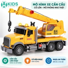 Đồ chơi mô hình xe ô tô cần cẩu móc cỡ lớn chạy đà cao cấp có đèn nhạc hoạt động như thật cho bé