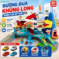 Bãi Đỗ Xe Khủng Long Đường Đua Ô Tô Nhiều Tầng Kèm 4 Xe – Mã 1232-48