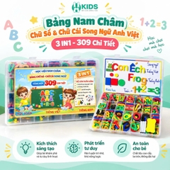 Bảng Nam Châm Chữ Số & Chữ Cái Song Ngữ Anh Việt 3IN1 - 309 Chi Tiết - Giúp Bé Học Tiếng Việt, Tiếng Anh và Toán