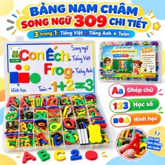 Bảng Nam Châm Chữ Số & Chữ Cái Song Ngữ Anh Việt 3IN1 - 309 Chi Tiết - Giúp Bé Học Tiếng Việt, Tiếng Anh và Toán