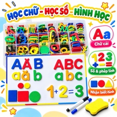 Bảng Nam Châm Chữ Số & Chữ Cái Song Ngữ Anh Việt 3IN1 - 309 Chi Tiết - Giúp Bé Học Tiếng Việt, Tiếng Anh và Toán