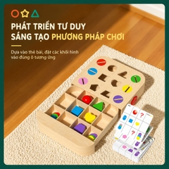 Đồ chơi Montessori phân loại hình khối thả xu 12 ô