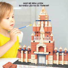 Đồ chơi lắp ráp xây nhà gạch mini mô phỏng như thật cho bé nhập vai thợ hồ kĩ sư xây dựng có sẵn dụng cụ, xi măng
