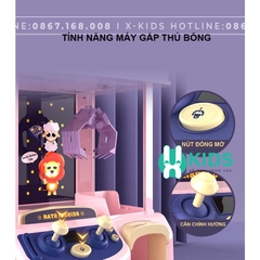 Máy gắp thú bông kích thước lớn bản 2 cần kèm xu đếm thời gian, có nhạc có đèn trẻ em