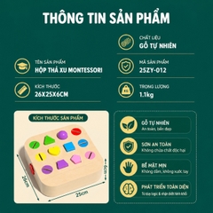 Đồ chơi Montessori phân loại hình khối thả xu 12 ô
