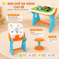 BÀN HỌC ĐA NĂNG 2IN1 CHO BÉ – Bàn Học Và Xếp Hình 2 Trong 1 88 Chi Tiết Cho Bé