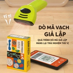 Đồ chơi quầy bán hàng siêu thị cỡ lớn kèm xe đẩy với máy quẹt thẻ, mã vạch có hiệu ứng âm thanh ánh sáng cho bé