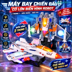 Máy Bay Biến Hình Robot 2 Trong 1 Cho Bé – Tự Động Biến Hình, Đèn LED Và Âm Thanh
