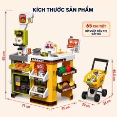 Đồ chơi quầy bán hàng siêu thị cỡ lớn kèm xe đẩy với máy quẹt thẻ, mã vạch có hiệu ứng âm thanh ánh sáng cho bé